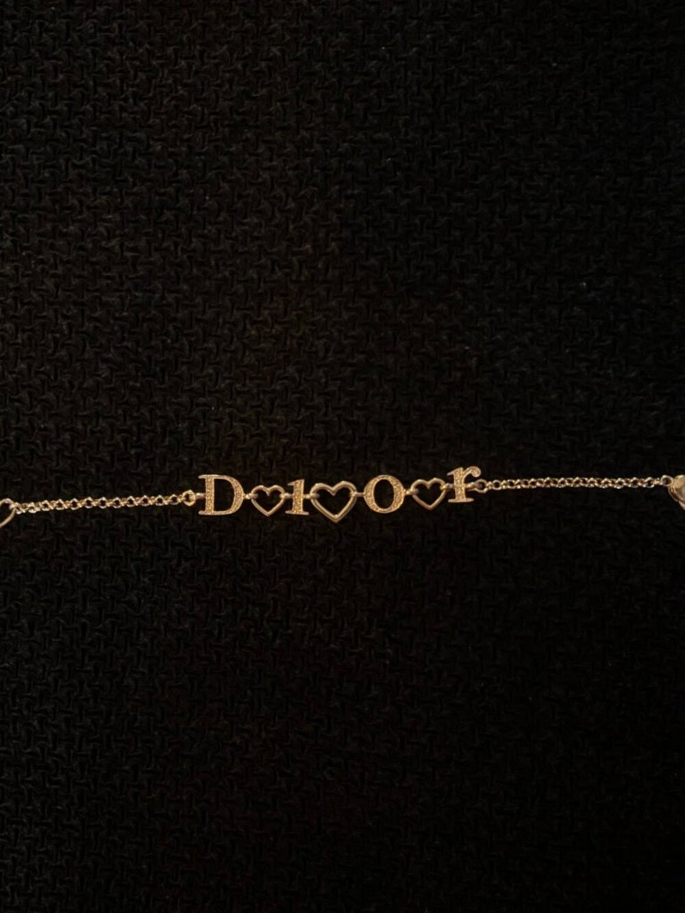 Christian Dior Gold Tone D-I-O-R Heart Charm Bracelet